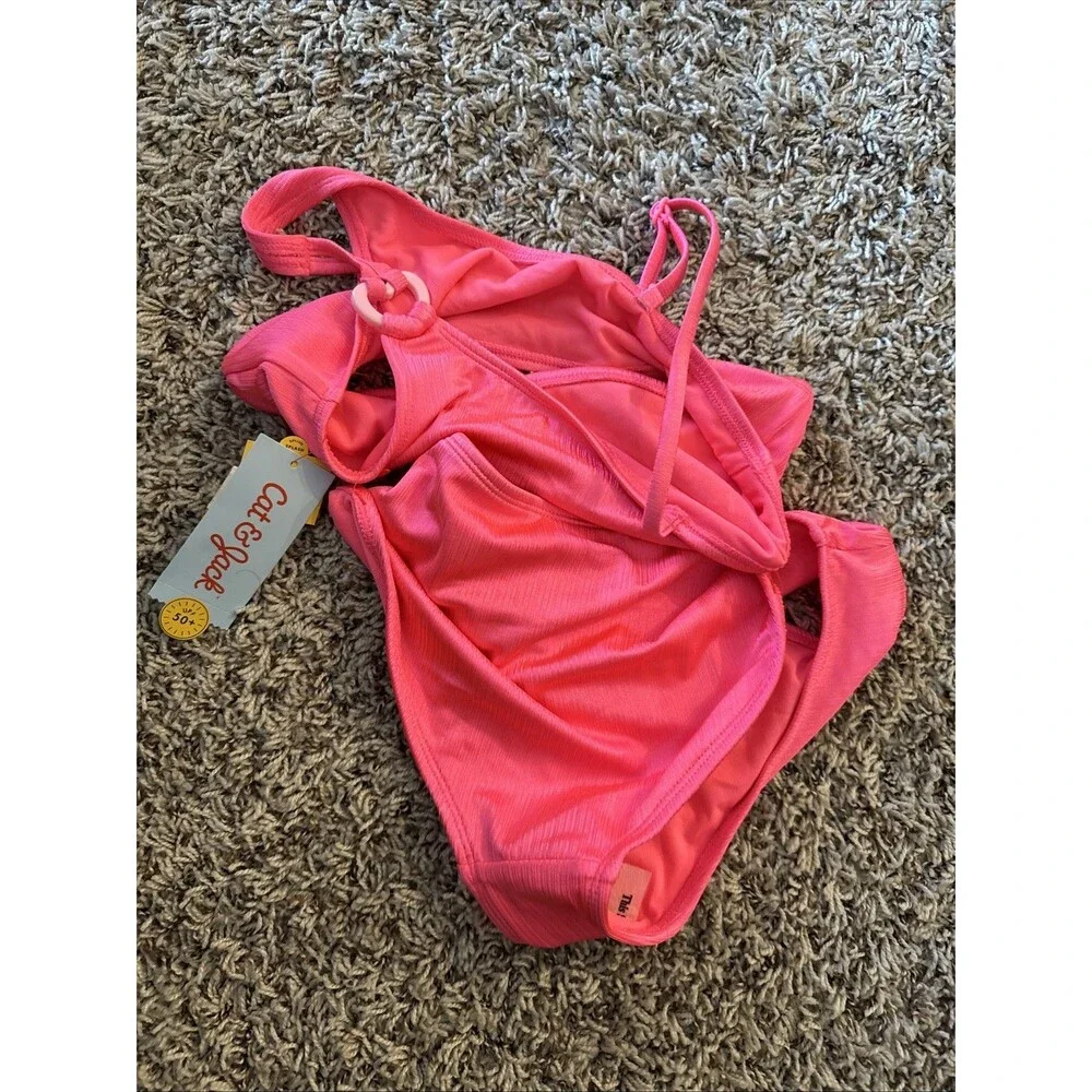 Cat & Jack Pink Swim Set Size L (10/12) Bikini Girls Kids